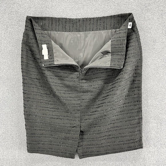 Forever 21 Tweed Mini Skirt womens Size 10 Black Pencil Stripe lined open back - Picture 3 of 12